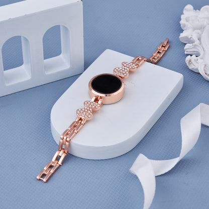 Rose Gold Digital Watch with Crystal Bow Accents
