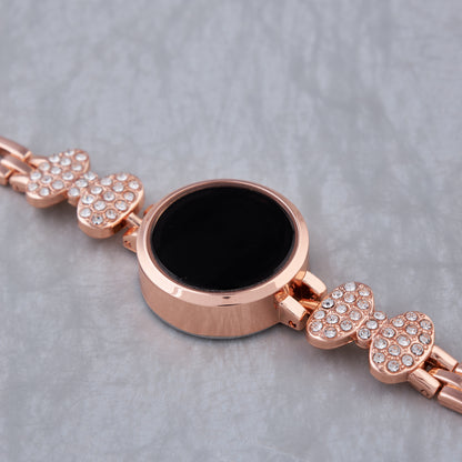 Rose Gold Digital Watch with Crystal Bow Accents