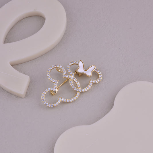 Crystal Butterfly Loop Brooch