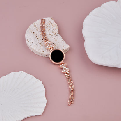 Rose Gold Digital Watch with Crystal Bow Accents