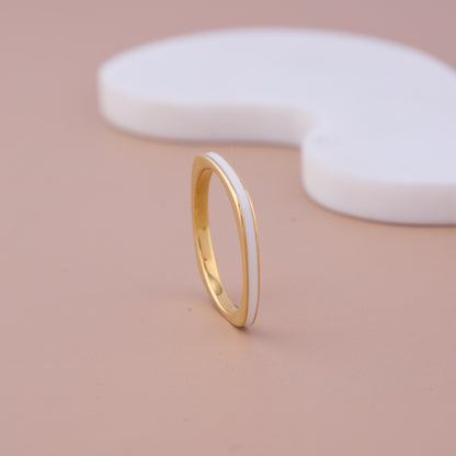 Minimal White Enamel Band Ring