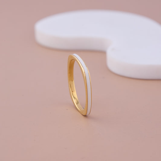 Minimal White Enamel Band Ring