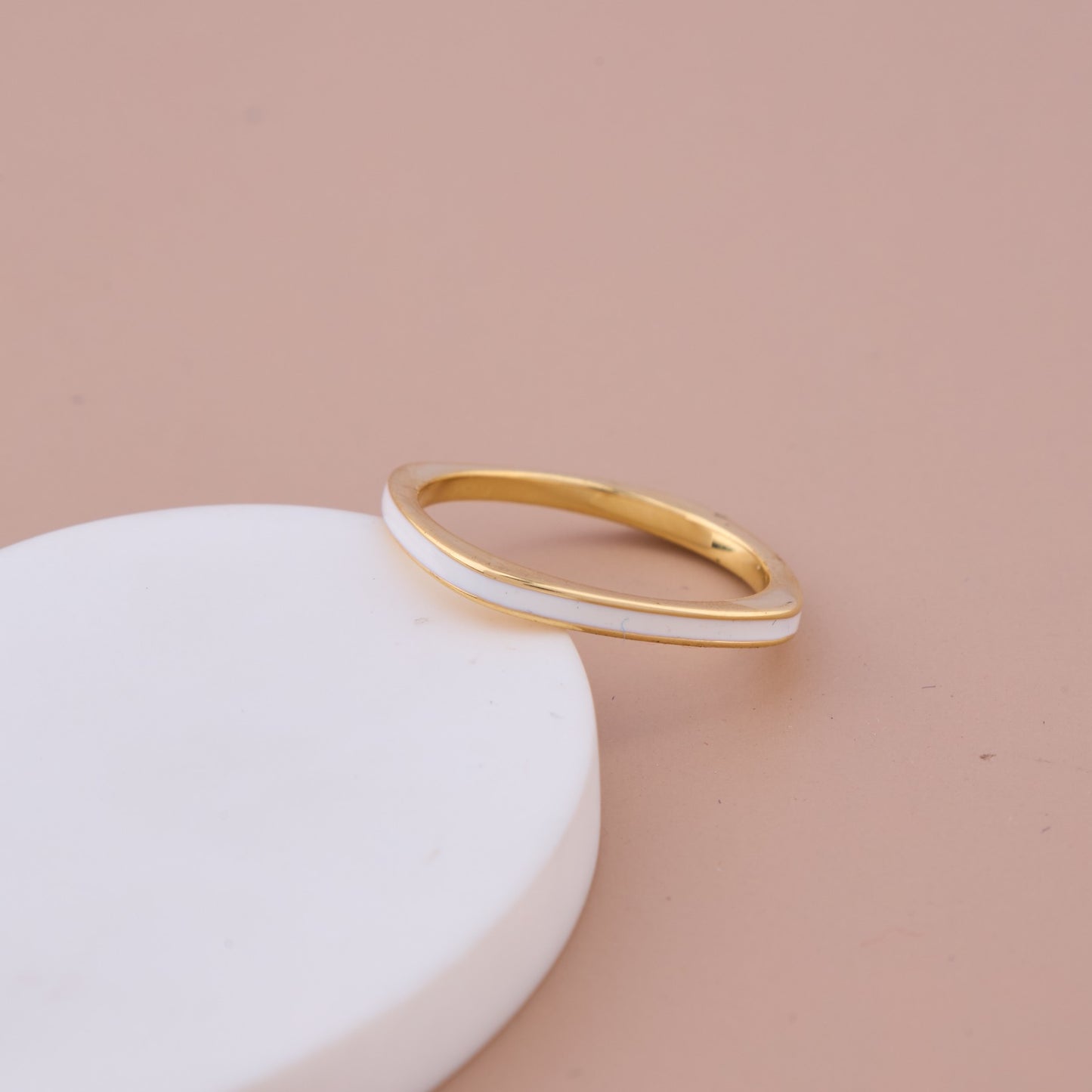 Minimal White Enamel Band Ring