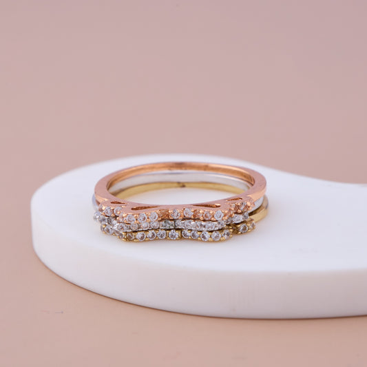 Tri-Color Stackable Crystal Rings Set