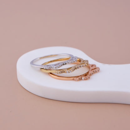 Tri-Color Stackable Crystal Rings Set