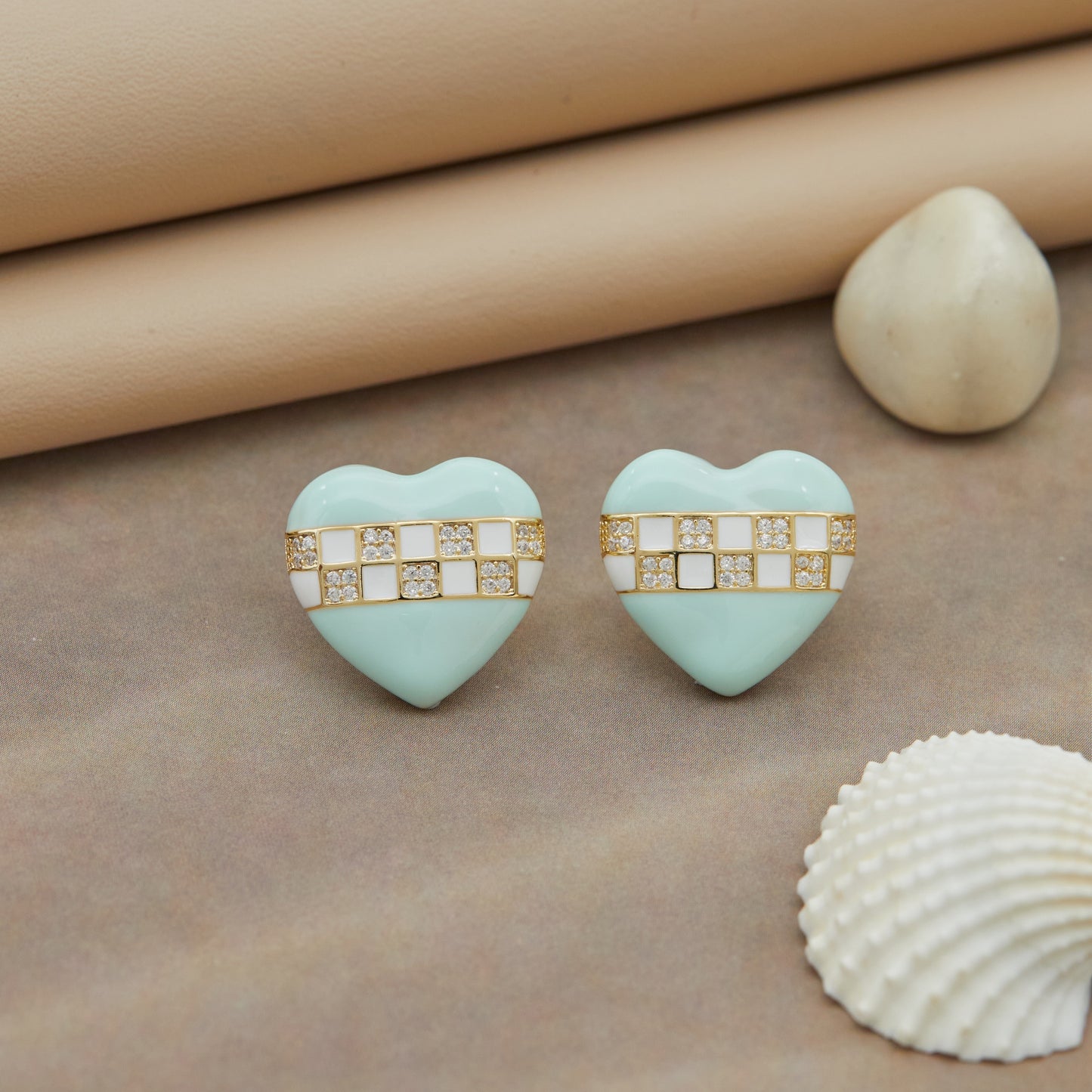Elegant Heart-Shaped Earrings with Sparkling Details