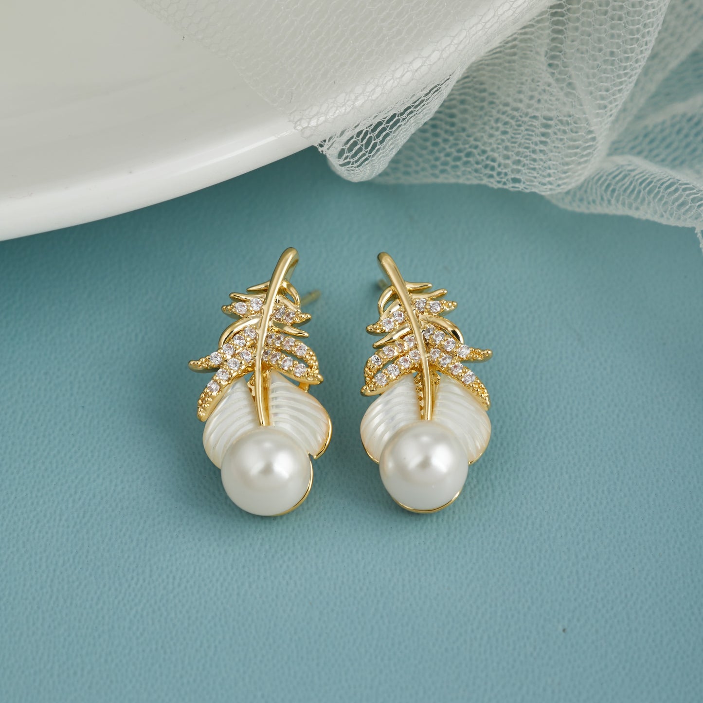 Pearl and Diamond Elegant Earrings