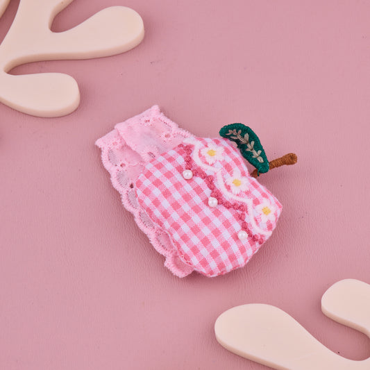 Handmade Gingham Apple Hair Clip