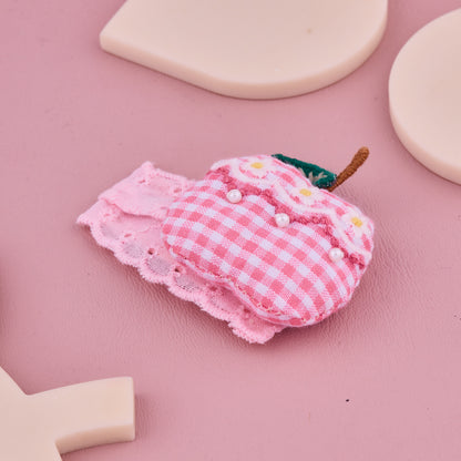 Handmade Gingham Apple Hair Clip