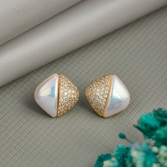 Elegant Diamond and Pearl Earrings
