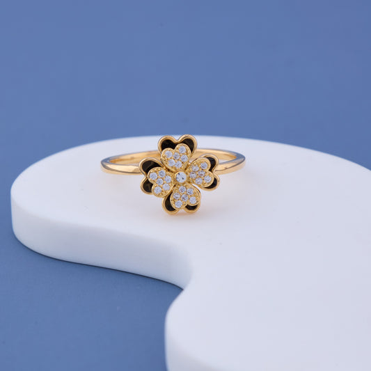 Black Heart Flower Stone Ring