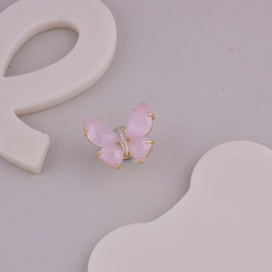 Pink Gem Butterfly Brooch