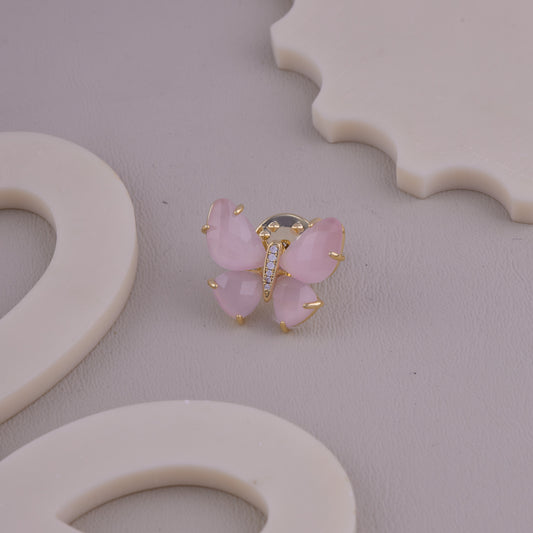 Pink Gem Butterfly Brooch