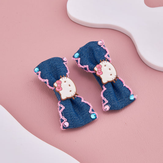 Cute Denim Hello Kitty Hair Clips