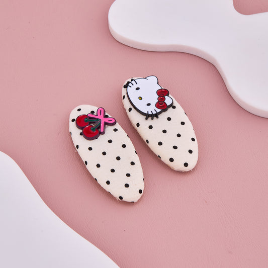Polka Dot Hello Kitty & Cherry Hair Clips