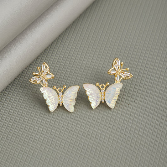 Iridescent Butterfly Charm Studs