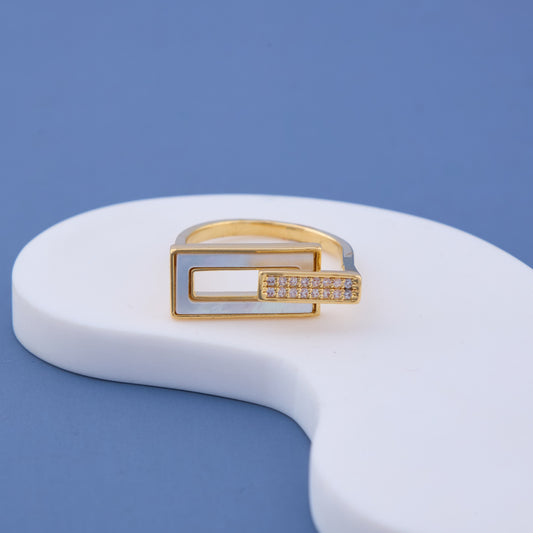 Modern Geometric Gold Statement Ring