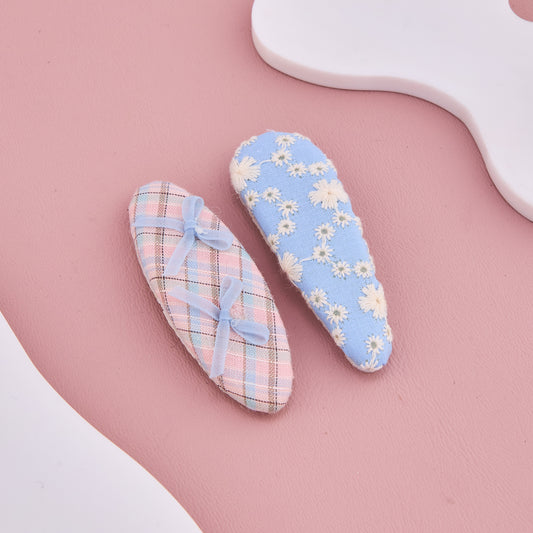 Floral & Check Hair Clips