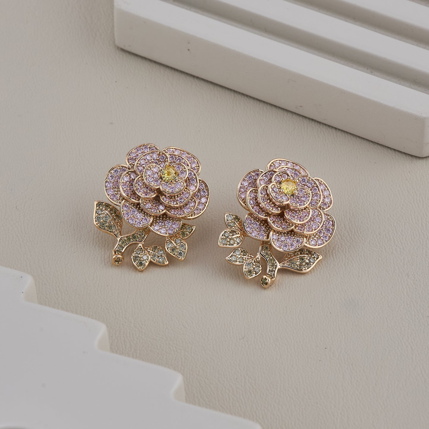 Sparkling Floral Stud Earrings