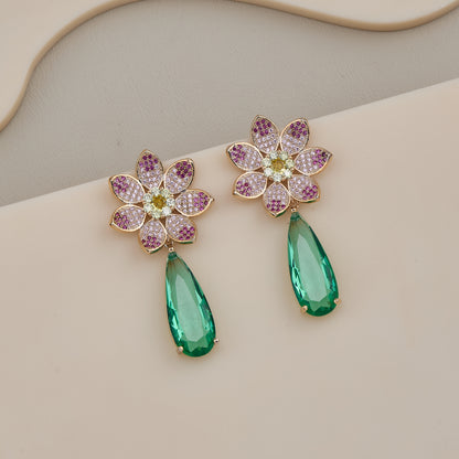 Emerald Blossom Drop Earrings