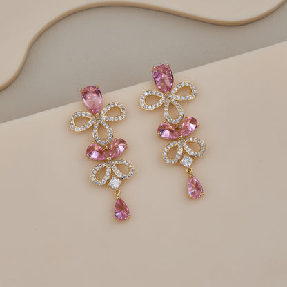Pink Bow Drop Earrings