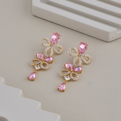 Pink Bow Drop Earrings
