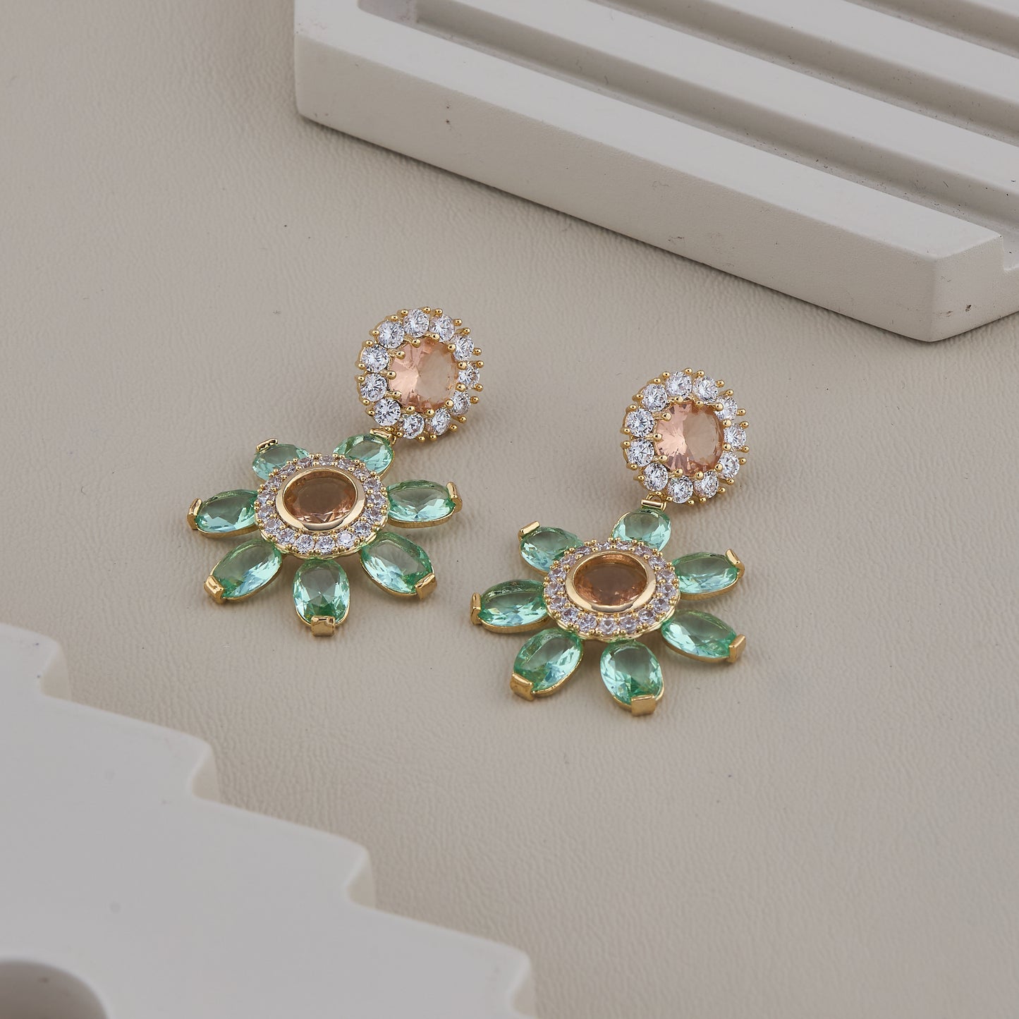 Mint Blossom Drop Earrings