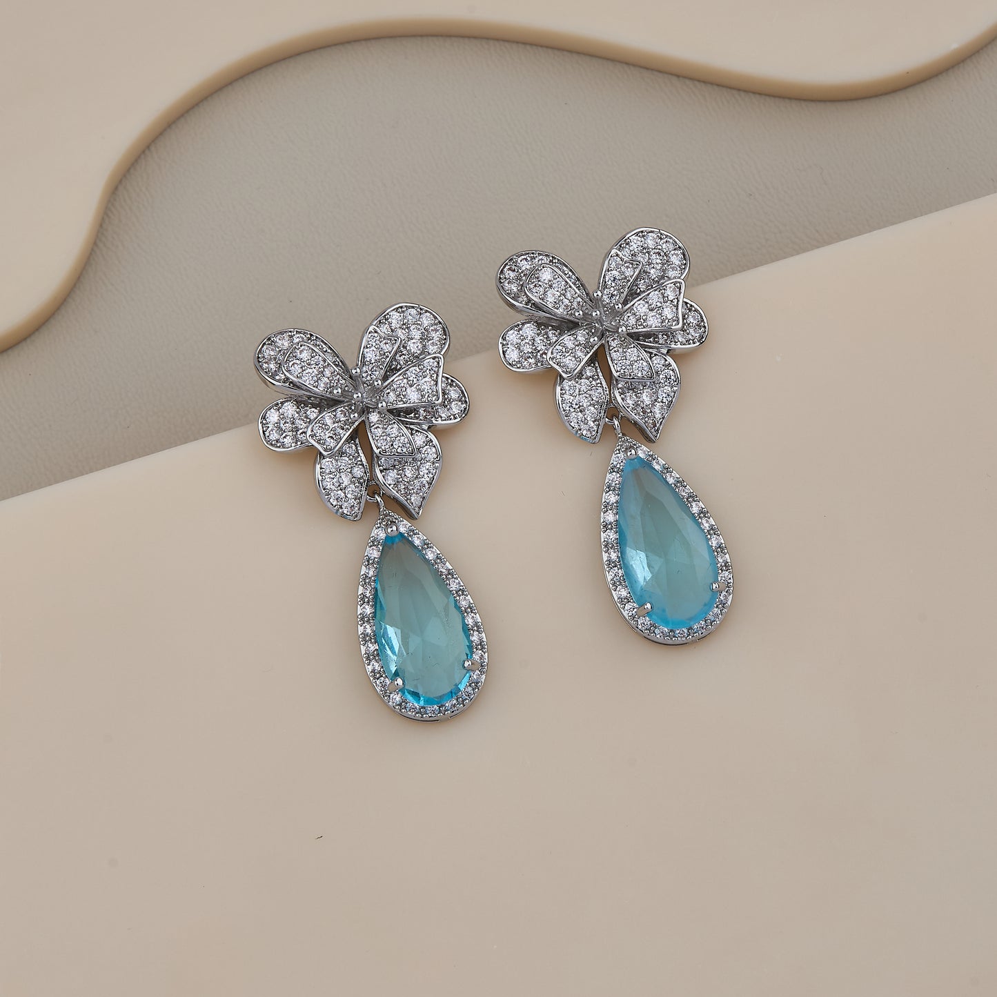 Crystal Blue Bloom Earrings