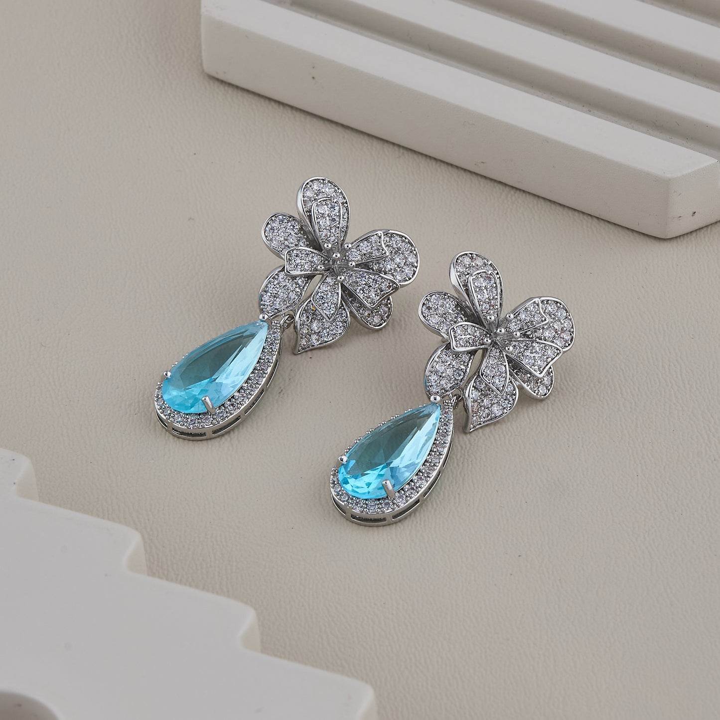 Crystal Blue Bloom Earrings