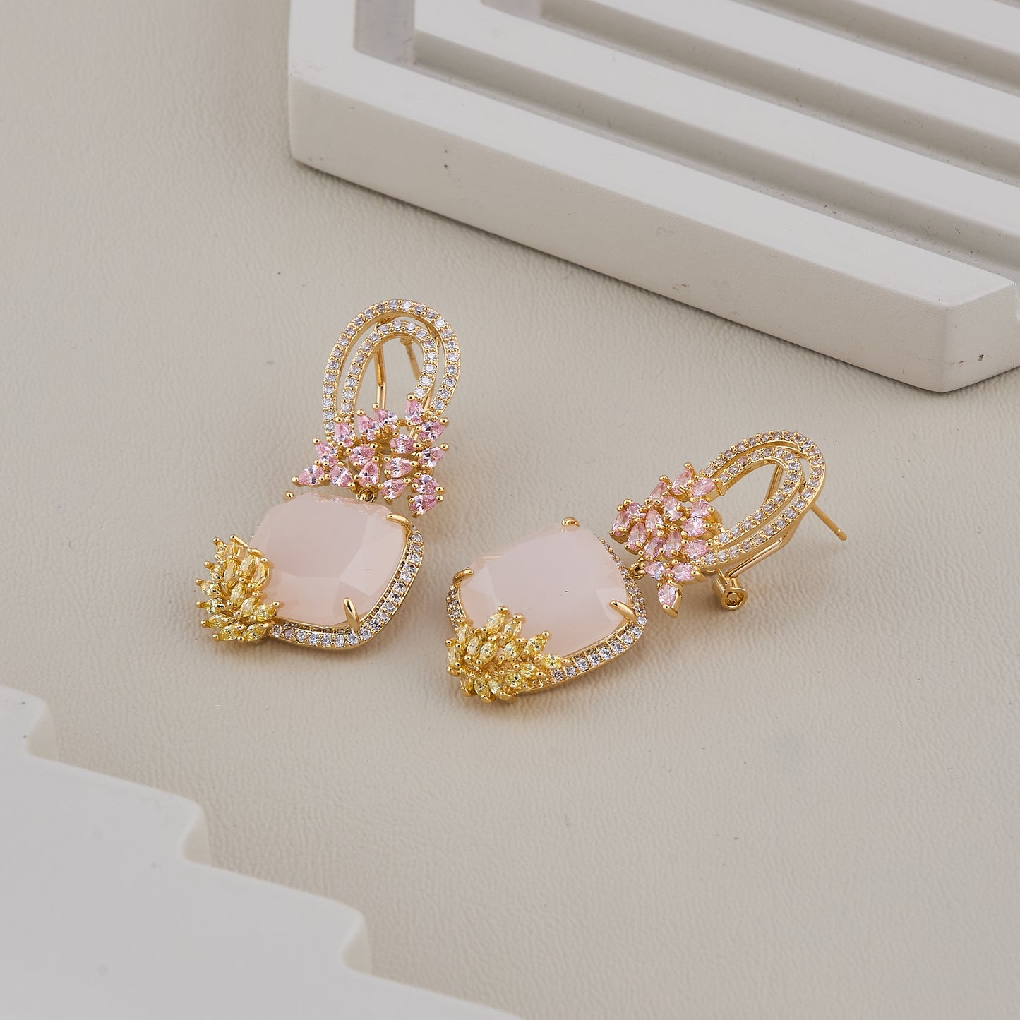 Blush Crystal Bloom Earrings