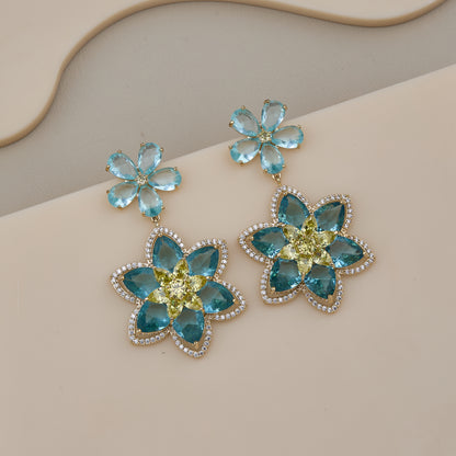 Aqua Blossom Drop Earrings