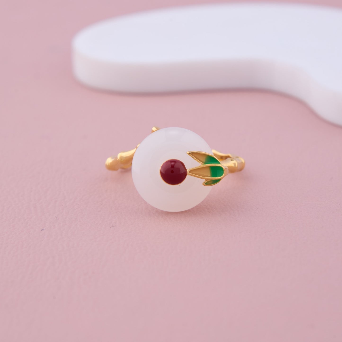 Cherry Charm Enamel Ring