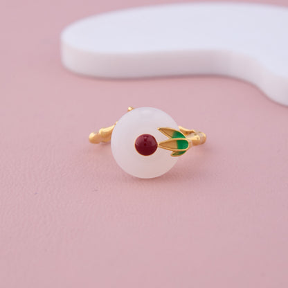 Cherry Charm Enamel Ring