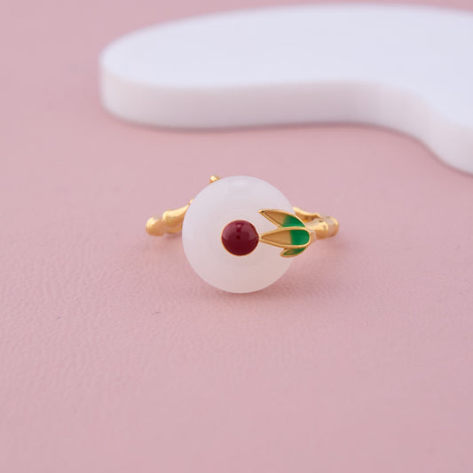 Cherry Charm Enamel Ring