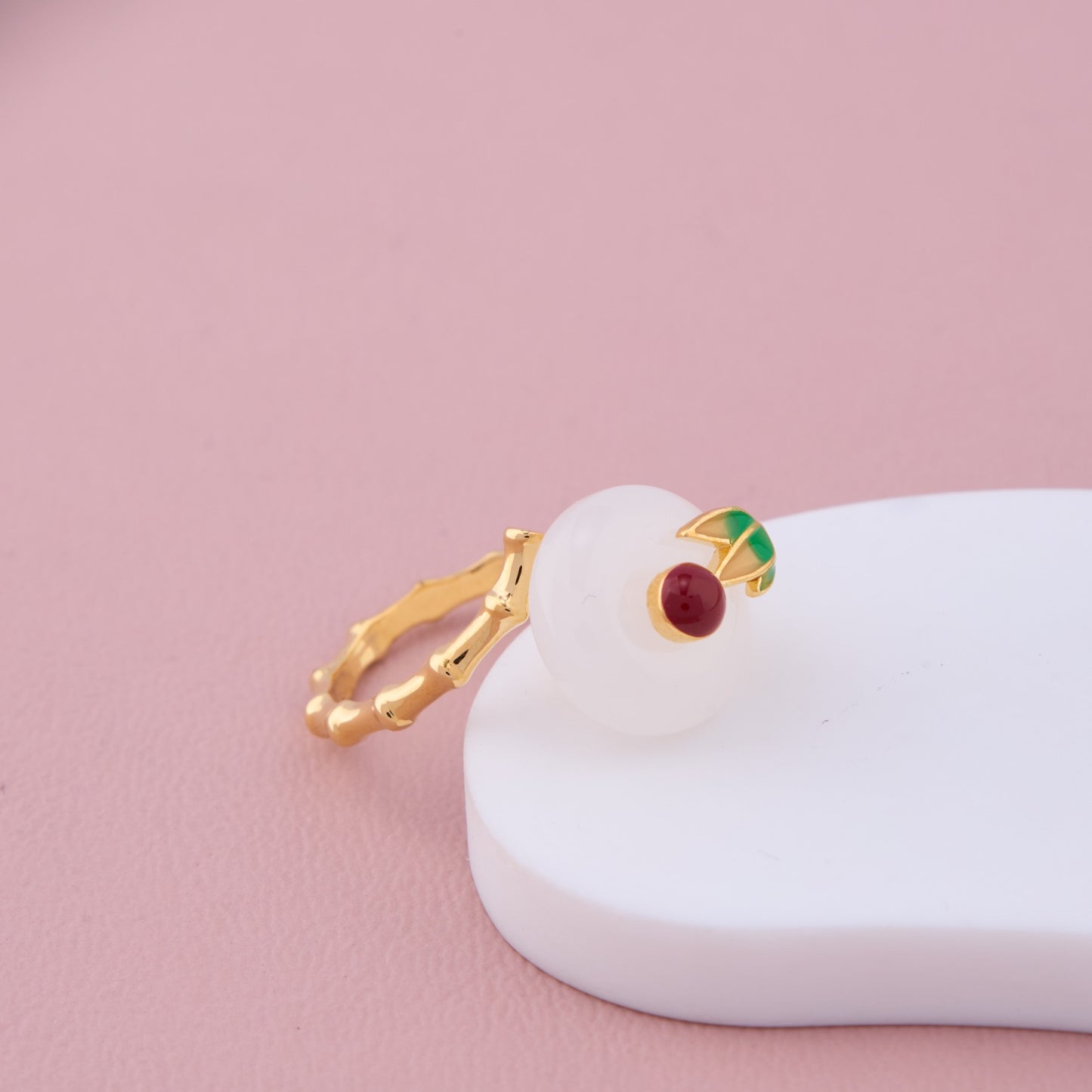 Cherry Charm Enamel Ring