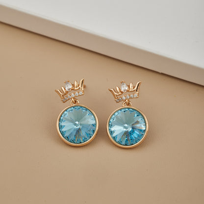 Blue Turquoise & Enamel Pendant Earrings