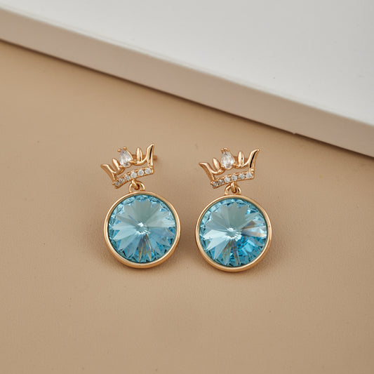 Blue Turquoise & Enamel Pendant Earrings