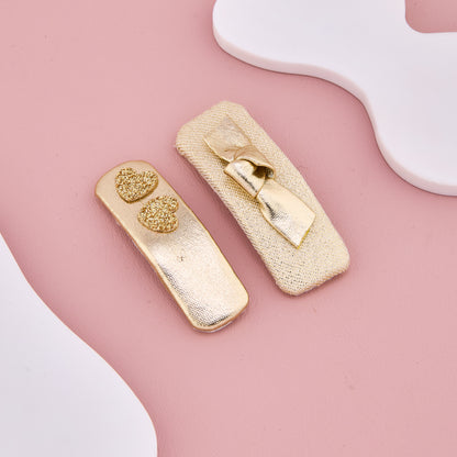 Golden Heart & Bow Hair Clips