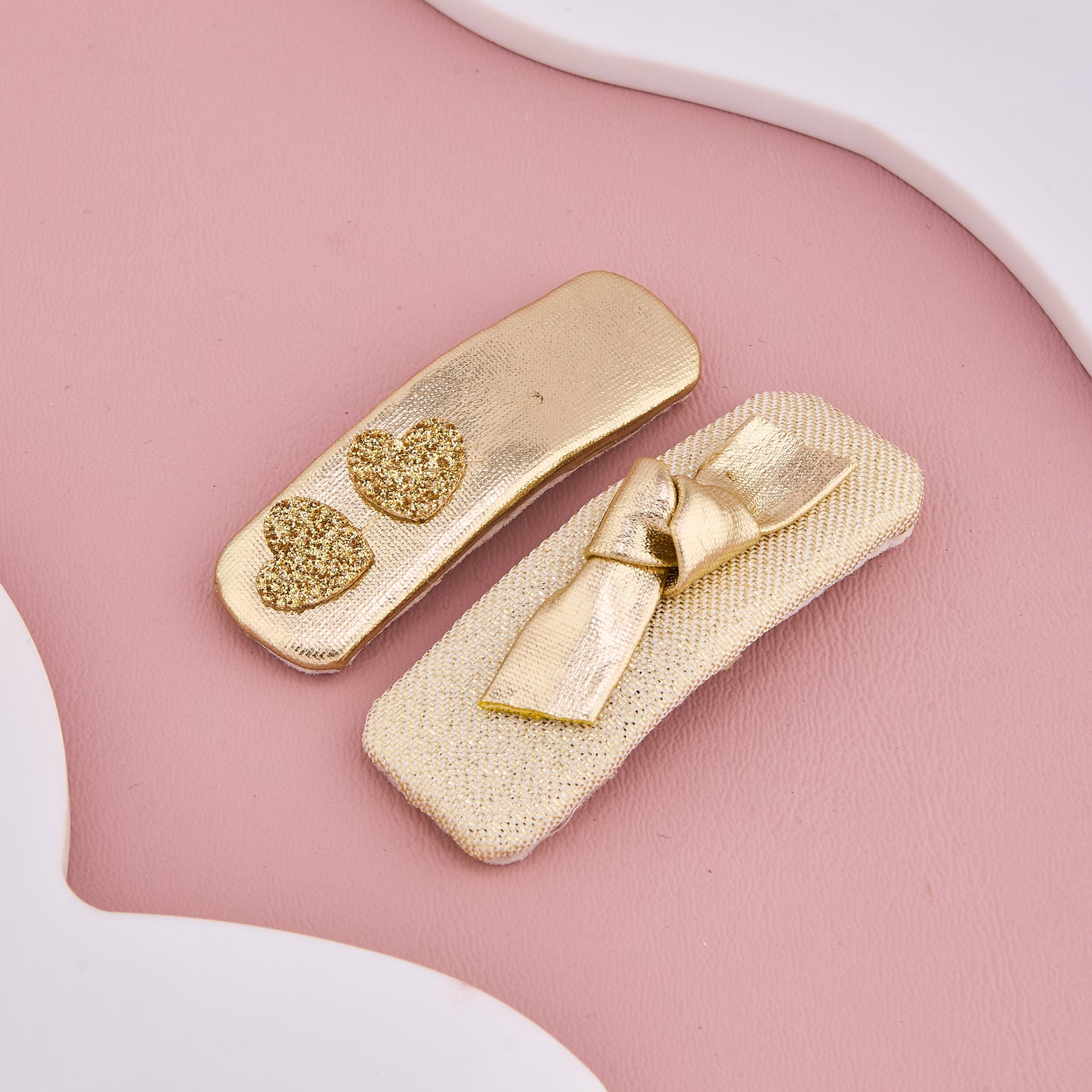 Golden Heart & Bow Hair Clips