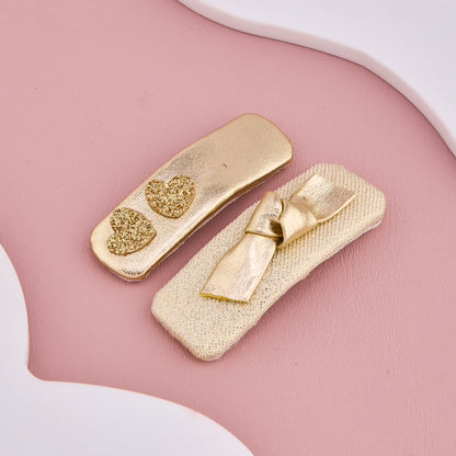 Golden Heart & Bow Hair Clips