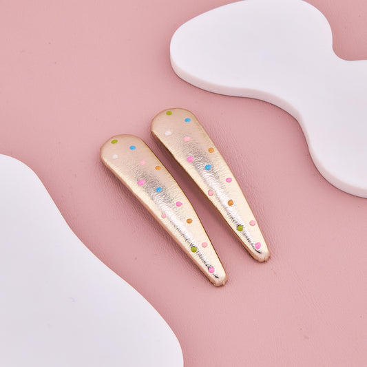 Golden Polka Baby Hair Clips