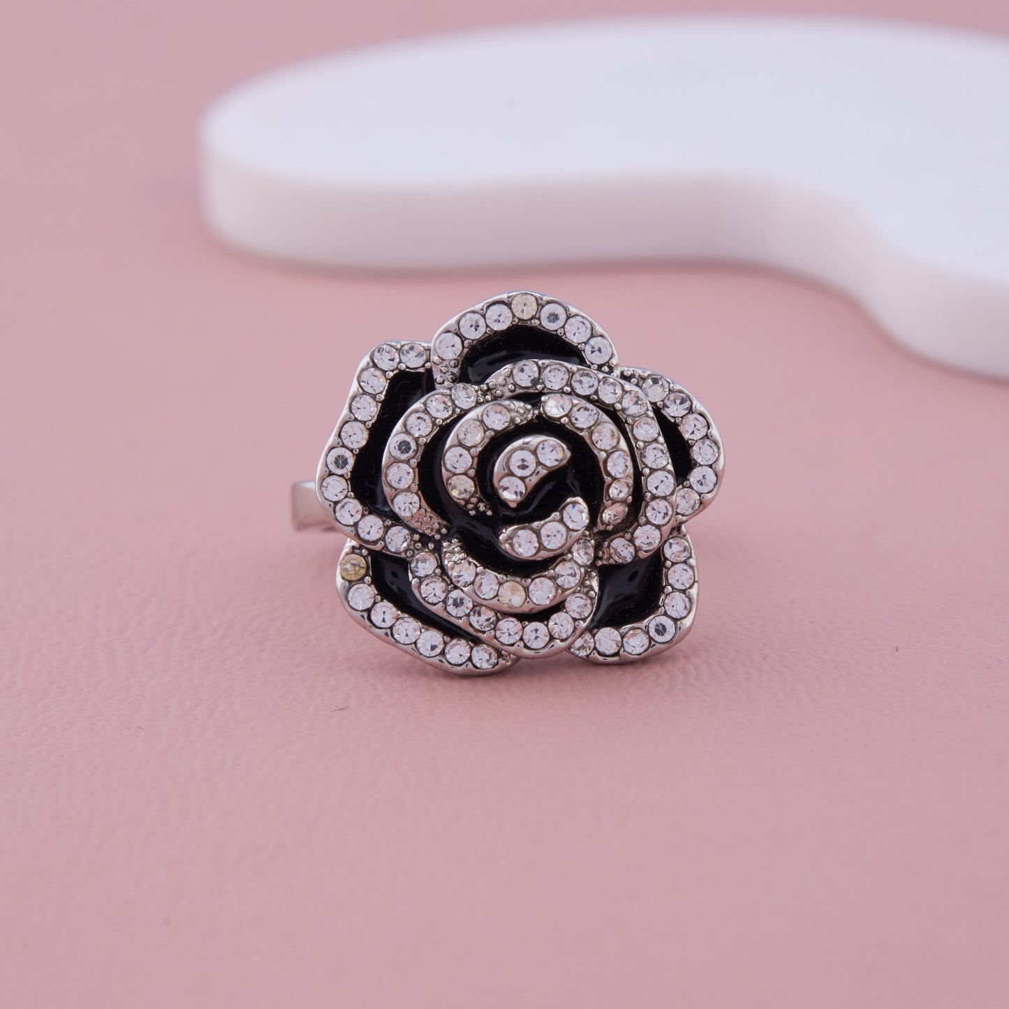 Black Rose Crystal Statement Ring