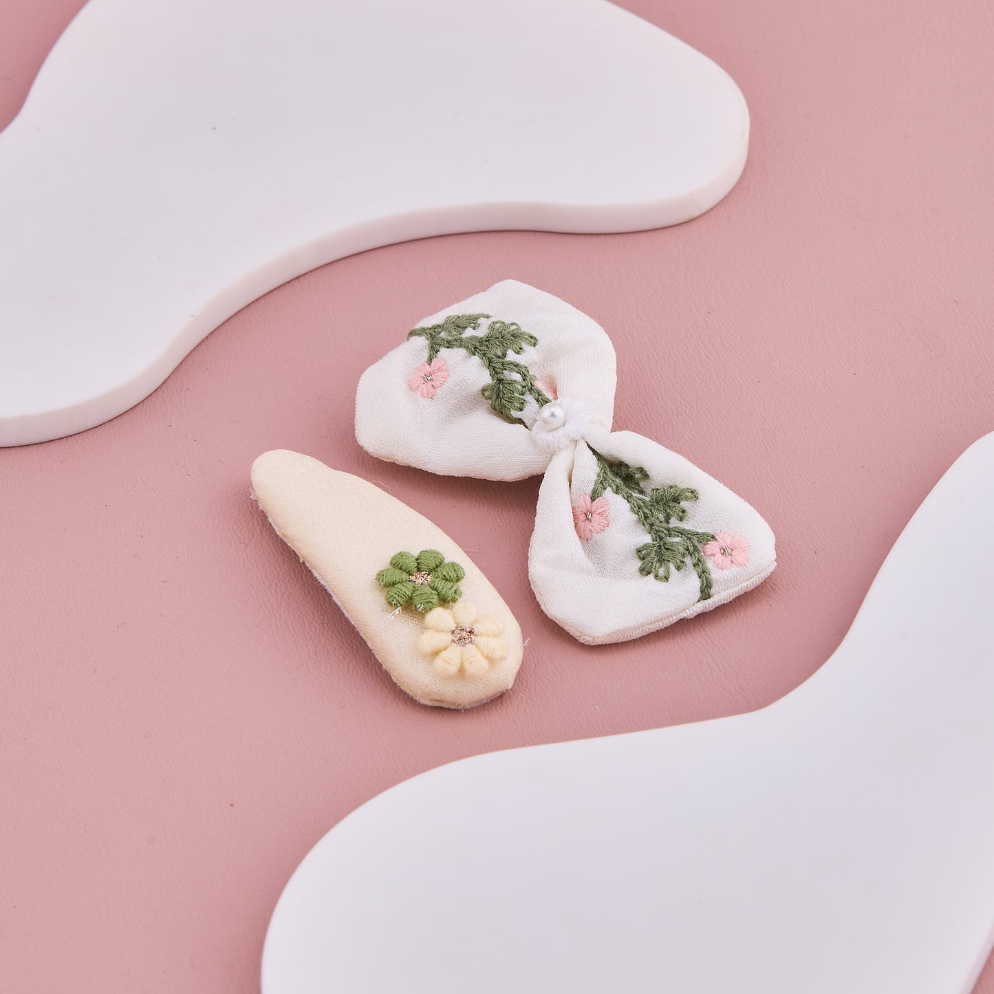 Floral Embroidered Baby Hair Clips