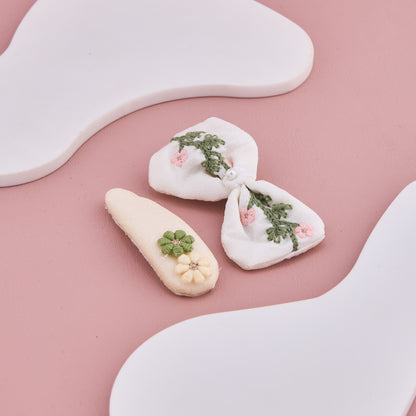 Floral Embroidered Baby Hair Clips