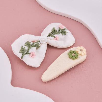 Floral Embroidered Baby Hair Clips