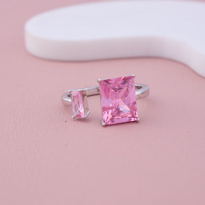 Pink Dual Stone Adjustable Ring