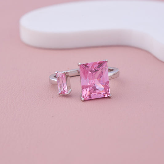 Pink Dual Stone Adjustable Ring