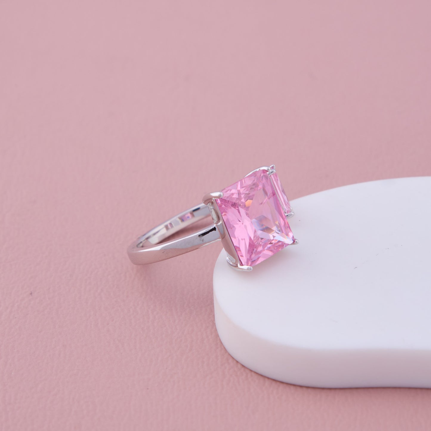 Pink Dual Stone Adjustable Ring