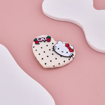 Polka Heart Kitty Hair Clip
