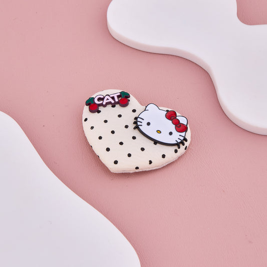 Polka Heart Kitty Hair Clip